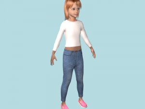 teenage girl in jeans clothes 3Dモデル