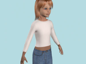 teenage girl in jeans clothes 3D Model