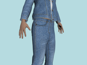 teenage girl in jeans clothes 3Dモデル