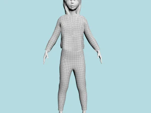 teenage girl in jeans clothes 3D Model