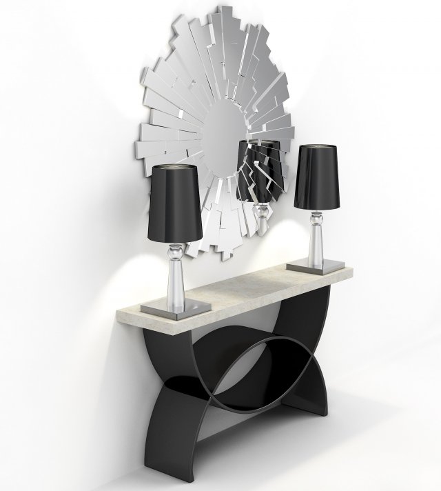 a curbstone with lamps and a mirror 3D Model .c4d .max .obj .3ds .fbx .stl .blend 