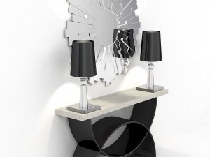 a curbstone with lamps and a mirror Modello 3D