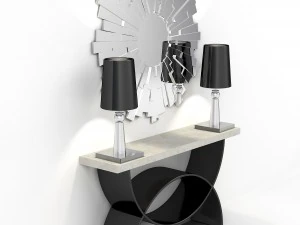 a curbstone with lamps and a mirror 3D Model