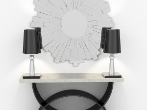 a curbstone with lamps and a mirror 3D Model