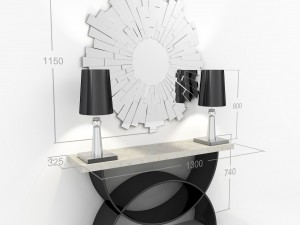a curbstone with lamps and a mirror 3D Model