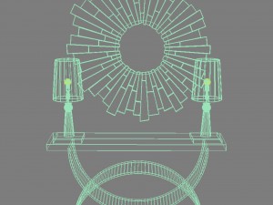 a curbstone with lamps and a mirror 3D Model