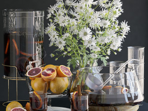 decorative set with grapefruit Model 3D