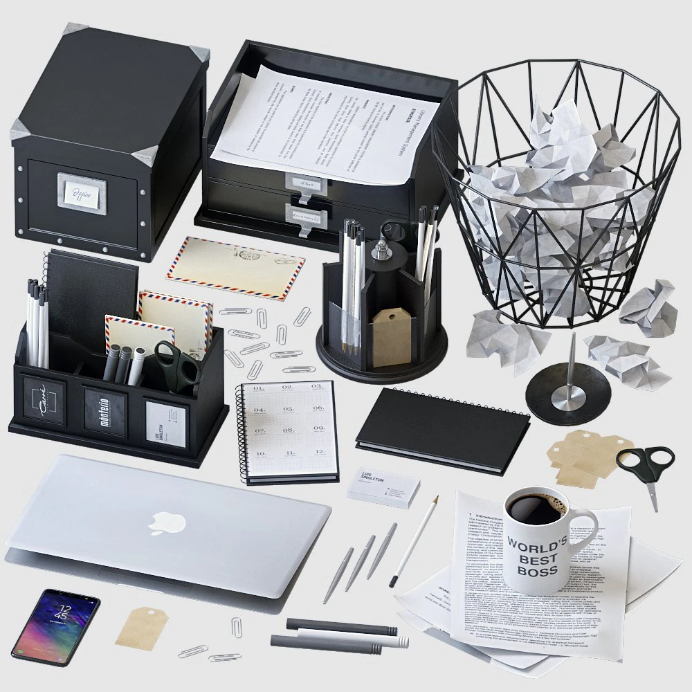 office supplies set 3D Model .c4d .max .obj .3ds .fbx .stl .blend 