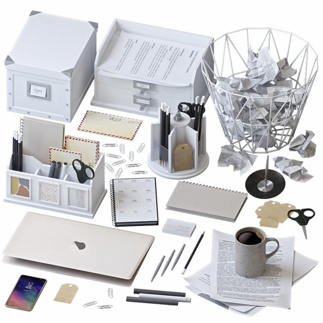 office supplies set 3D मॉडल .c4d .max .obj .3ds .fbx .stl .blend 