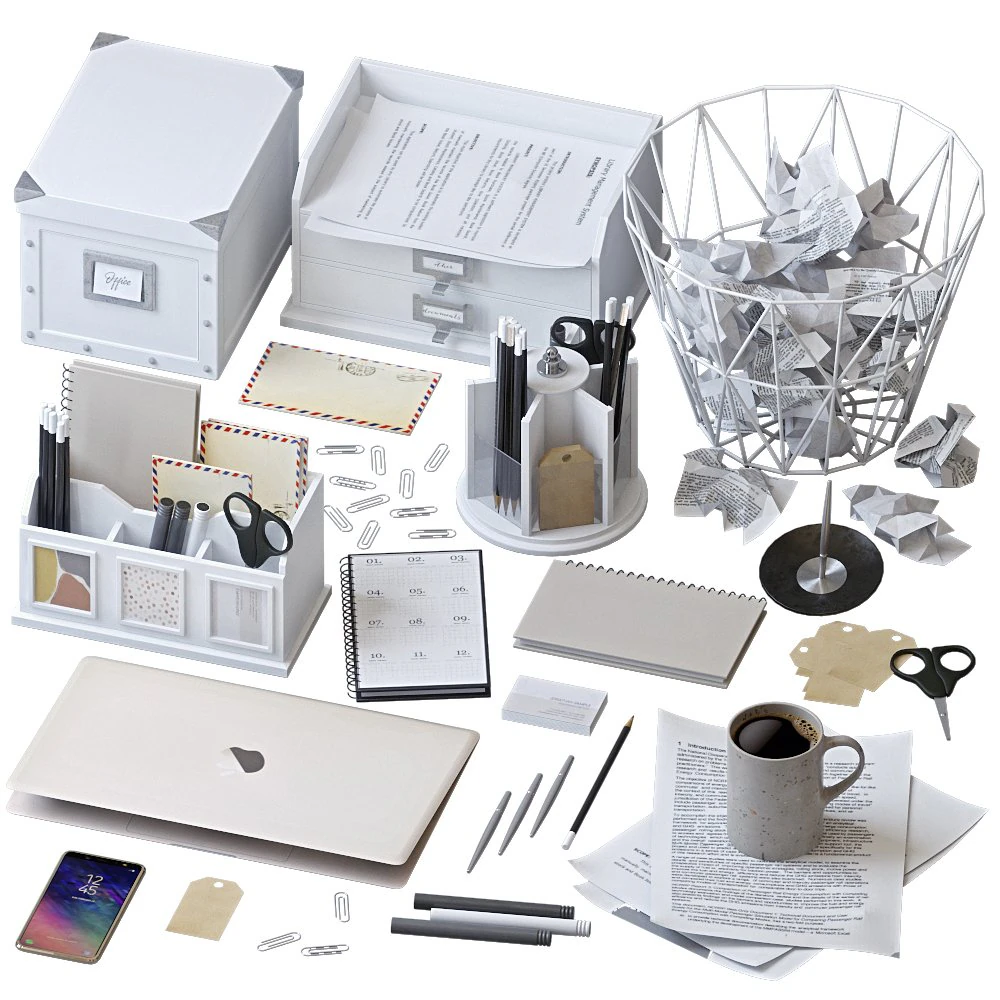 office supplies set 3D Model .c4d .max .obj .3ds .fbx .stl .blend