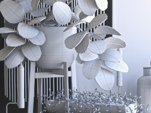 decorative set with ficus 3D Model