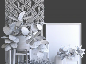 decorative set with ficus 3D Model