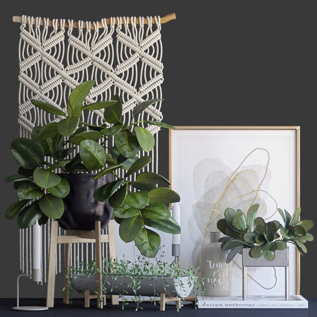 decorative set with ficus 3D Model .c4d .max .obj .3ds .fbx .stl .blend 
