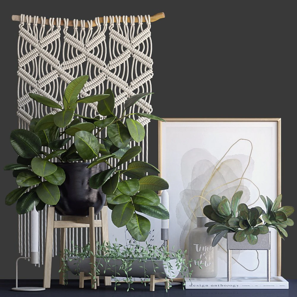 decorative set with ficus 3D Model .c4d .max .obj .3ds .fbx .stl .blend 