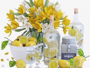 decorative set with lemons 3D Model