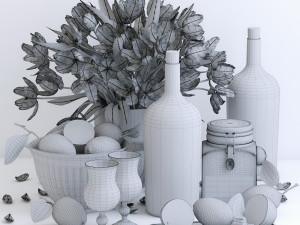 decorative set with lemons 3D 模型
