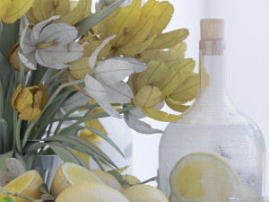 decorative set with lemons 3D 模型