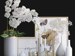 decorative set with orchid 3D Model