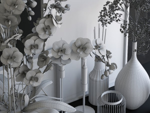decorative set with orchid 3Dモデル