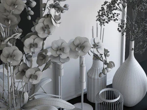 decorative set with orchid 3D Model