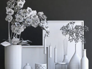 decorative set with orchid 3D Model