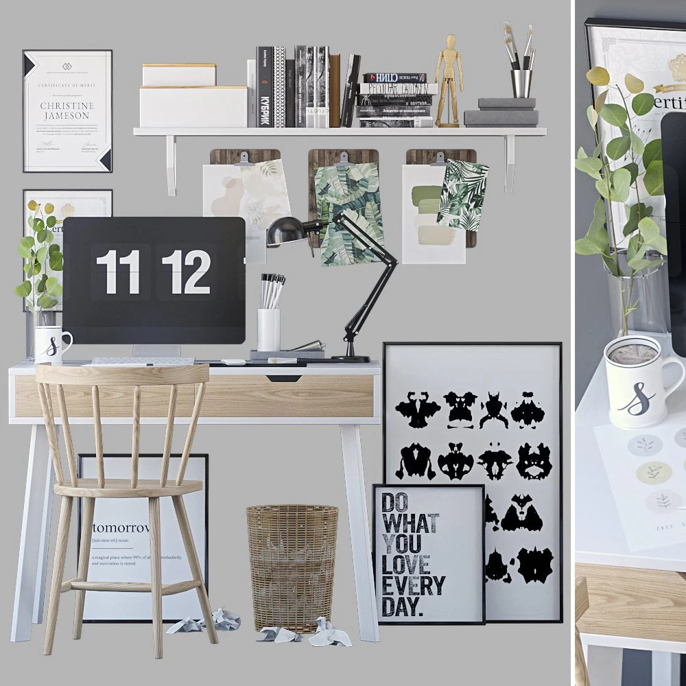 decorative office set 3D Model .c4d .max .obj .3ds .fbx .stl .blend