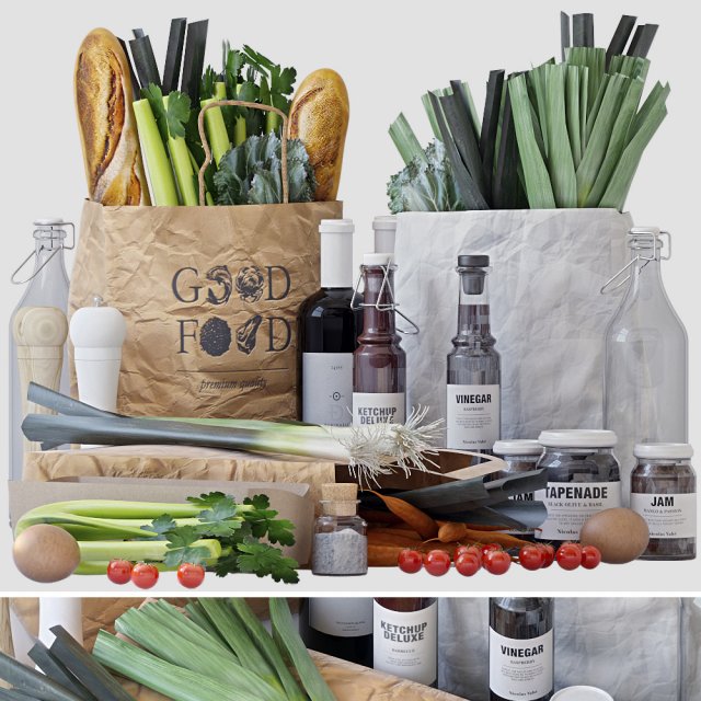 grocery bags 3D 모델 .c4d .max .obj .3ds .fbx .stl .blend 