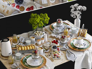 早餐餐具 3D 模型