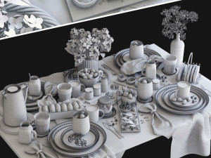 breakfast tableware 3D Модель
