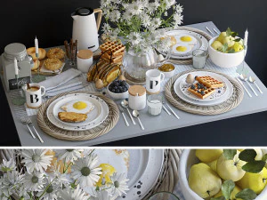 早餐餐具 3D 模型