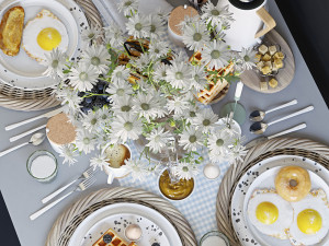 breakfast tableware 3D मॉडल