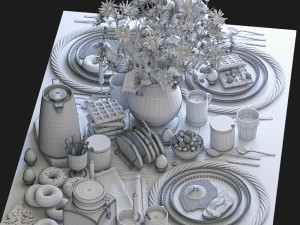 breakfast tableware 3D मॉडल