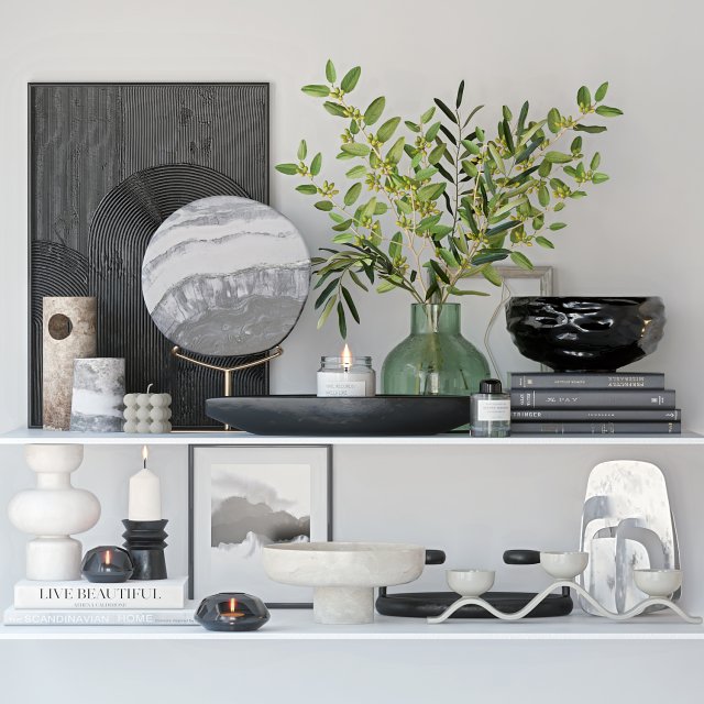 shelves with decor 3D Модель .c4d .max .obj .3ds .fbx .stl .blend 