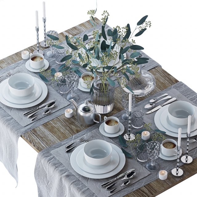 tableware set 3D मॉडल .c4d .max .obj .3ds .fbx .stl .blend 
