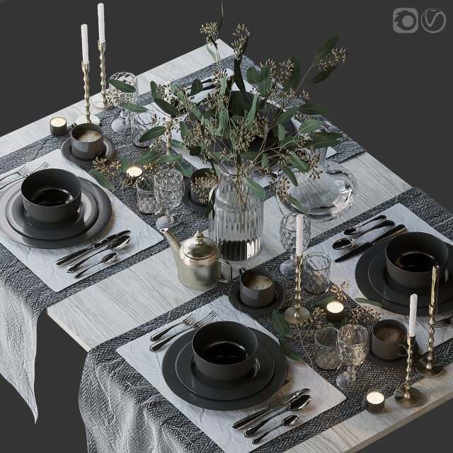 tableware set 3D Model .c4d .max .obj .3ds .fbx .stl .blend 
