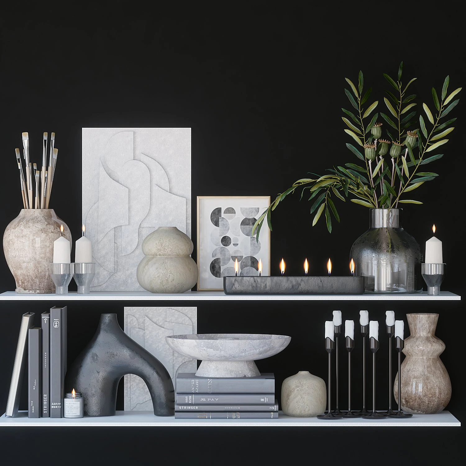 shelves with decor 3D Model .c4d .max .obj .3ds .fbx .stl .blend 