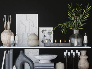 estantes con decoraci&oacute;n Modelo 3D