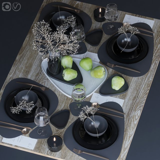 tableware set 3D Model .c4d .max .obj .3ds .fbx .stl .blend 