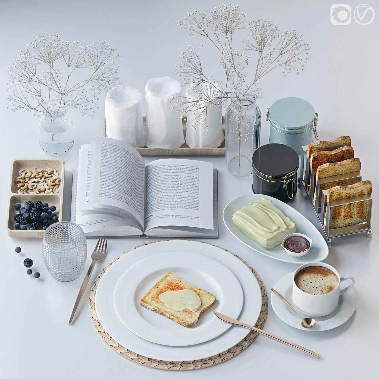 Tableware set 3D Model .c4d .max .obj .3ds .fbx .stl .blend 