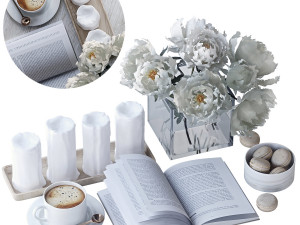 Decorative set with peonies 3D Model