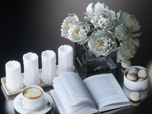 Decorative set with peonies 3D Model