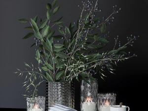 Set decorativo con rami verdi Modello 3D