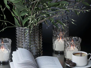 Decorative set with green branches 3D Model