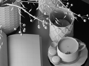 Decorative set with green branches Modello 3D