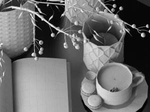 Decorative set with green branches 3D Model
