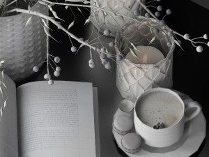 Decorative set with green branches Modello 3D