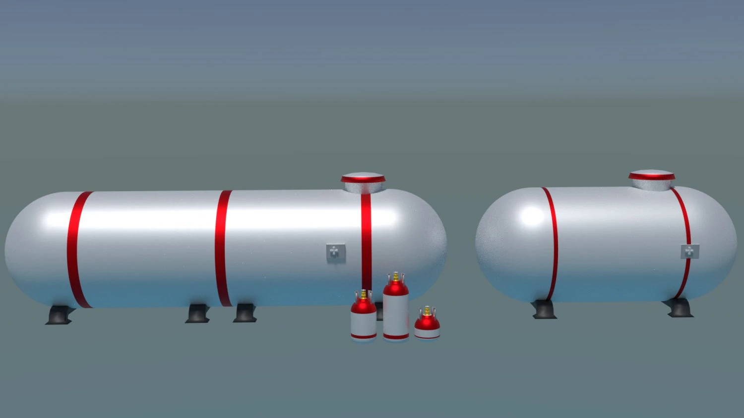 shiny gas tank collection 3D Model .c4d .max .obj .3ds .fbx .stl .blend
