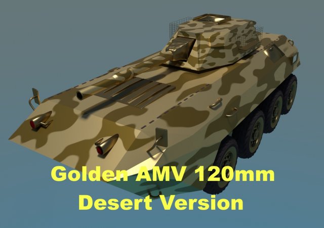 golden amv armored mortar vehicle desert version 3D Модель .c4d .max .obj .3ds .fbx .stl .blend