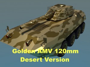 golden amv armored mortar vehicle desert version 3D Model