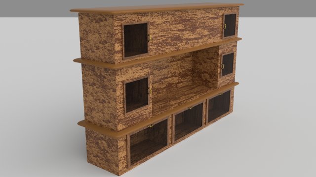 big cabinet rough wood texture Modello 3D .c4d .max .obj .3ds .fbx .stl .blend 